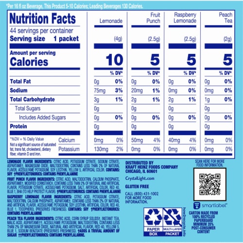Crystal Light Caffeine On-the-Go Drink Mix Packets Variety Pack Perspective: back