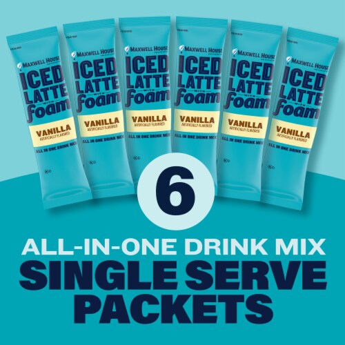 Maxwell House Vanilla Iced Latte with Foam Instant Coffee Perspective: back