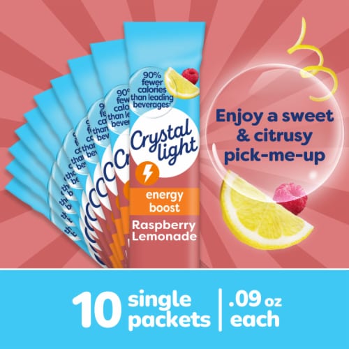 Crystal Light Raspberry Lemonade Energy Boost Drink Mix Perspective: back
