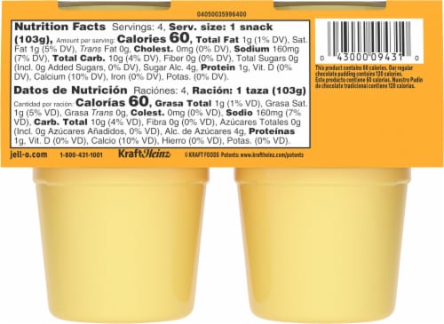 Jell-O® Tasty Mango Sabroso Zero Sugar Pudding Snacks Perspective: back