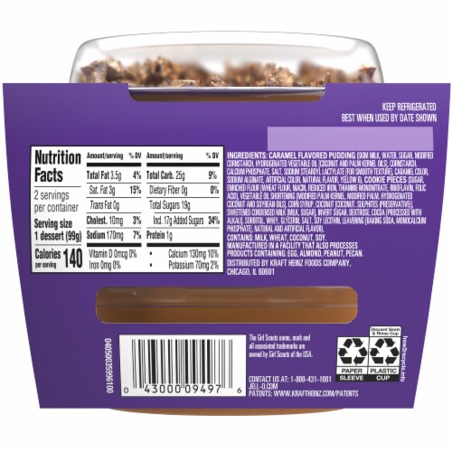 Jell-O Coconut Caramel Ready-to-Eat Pudding Snack Cups Perspective: back