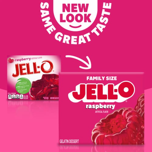 Jell-O Raspberry Gelatin Dessert Mix Perspective: back