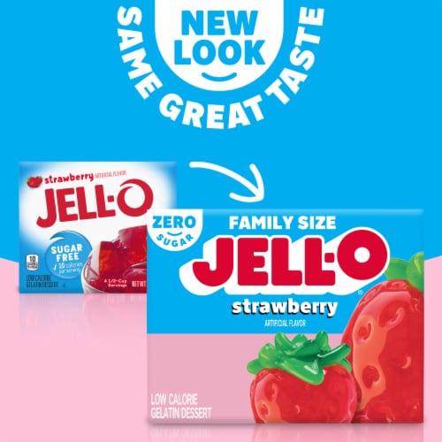 Jell-O Zero Sugar Strawberry Flavor Gelatin Perspective: back