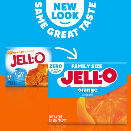 Jell-O Zero Sugar Orange Flavor Gelatin Perspective: back