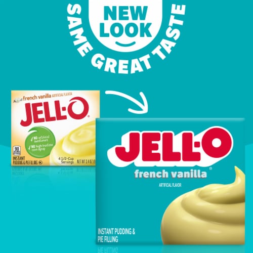Jell-O French Vanilla Artificially Flavored Instant Pudding & Pie Filling Mix, Box Perspective: back