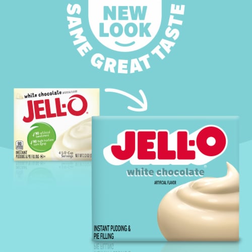 Jell-O White Chocolate Artificially Flavored Instant Pudding & Pie Filling Mix, Box Perspective: back