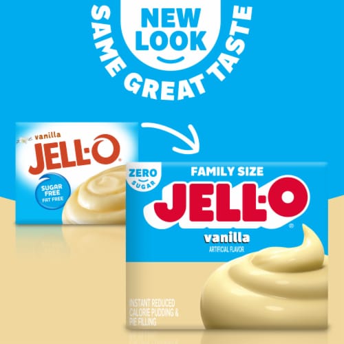 JELL-O Zero Sugar Vanilla Flavor Instant Pudding & Pie Filling, Box Perspective: back