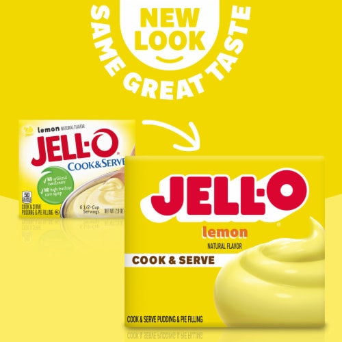 Jell-O Cook & Serve Lemon Naturally Flavored Pudding & Pie Filling Mix, Box Perspective: back