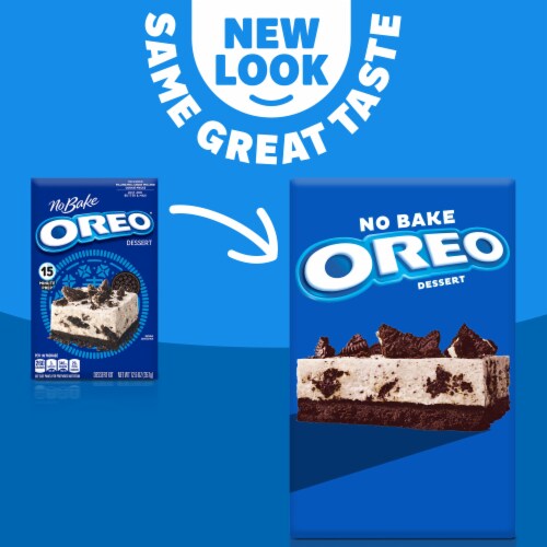 Jell-O No Bake Oreo Dessert Kit with Filling Mix, Crust Mix & Cookie Pieces, Box Perspective: back