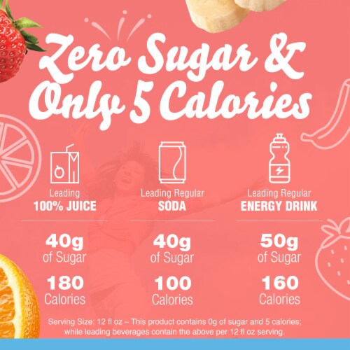 Crystal Light Zero Sugar Strawberry Orange Banana Drink Mix Packets Perspective: back