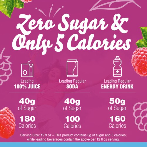 Crystal Light Zero Sugar Raspberry Iced Tea Drink Mix Packets Perspective: back