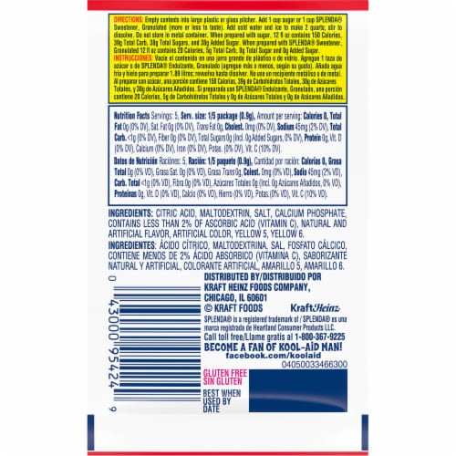 Kool Aid Unsweetened Mango Powdered Soft Drink Mix Packet Perspective: back
