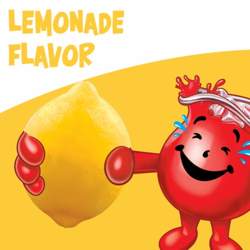 Kool Aid Unsweetened Lemonade Yellow Powdered Soft Drink Mix Packet Perspective: back