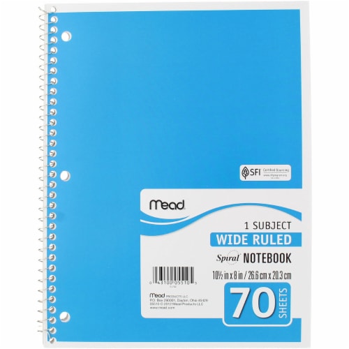 Mead 1 Subject Wide Ruled Spiral Notebook Perspective: back