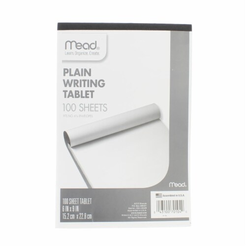 Mead Unruled Writing Tablet 6 X9 -White, 100 Sheets Perspective: back