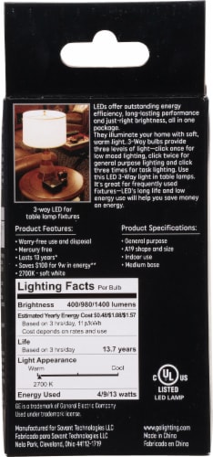 GE 4/10/16-Watt (30/70/100-Watt) 3-Way A21 LED Light Bulb Perspective: back