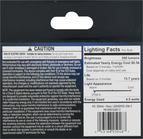 GE 4.5-Watt (40-Watt) Candelabra Base Soft White LED G16 Light Bulbs Perspective: back