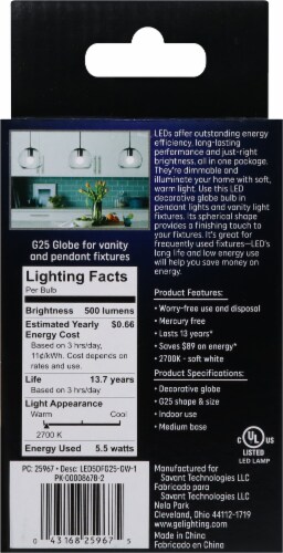 GE 6.5-Watt (60-Watt) Decorative Globe Soft White LED G25 Light Bulb Perspective: back