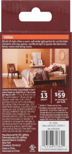 GE Relax Candelabra Base CAC LED Bent Tip Light Bulbs Perspective: back