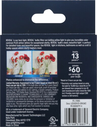 GE LED4DFA15-GRVLW2 Reveal LED Perspective: back