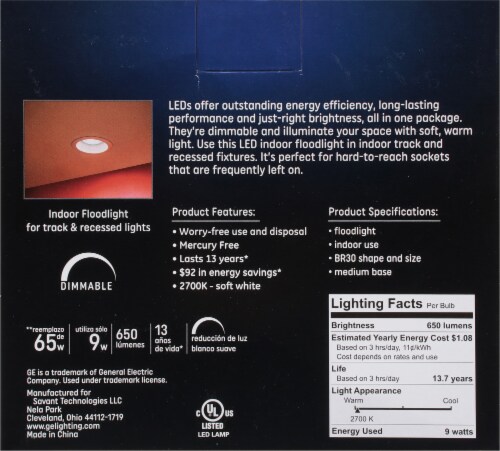 GE 10-Watt (65-Watt) BR30 LED Indoor Floodlight Bulbs Perspective: back