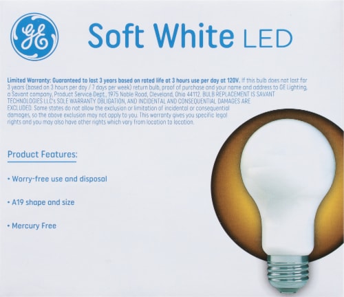 GE 100 Watt Soft White LED Light Bulbs Perspective: back