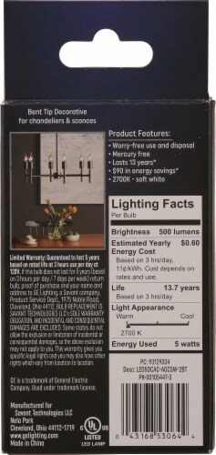 GE LED 5 Watt Chandelier Light Bulbs - Soft White Perspective: back