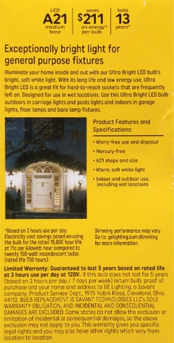 GE 150 Watt LED Light Bulb Perspective: back