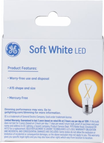 GE Classic Shape LED Soft White Lightbulbs Perspective: back