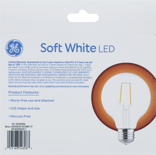 GE LED 350 Lumens Classic Shape 4 Watt Light Bulb Perspective: back