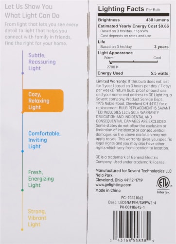 GE Soft White LED 5.5W-40W Light Bulbs Perspective: back