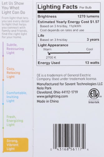 GE 13W - 100W LED Light Bulb - Soft White Perspective: back