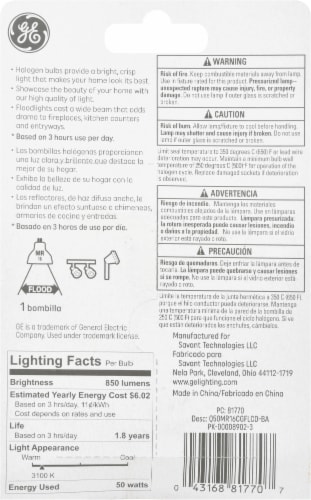 GE 50-Watt Directional MR16 Halogen Indoor/Outdoor Floodlight Bulb Perspective: back