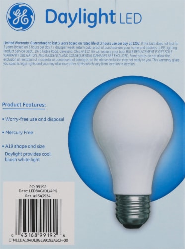 GE 8-Watt (60 Watt) Classic Shape A19 LED Light Bulbs Perspective: back