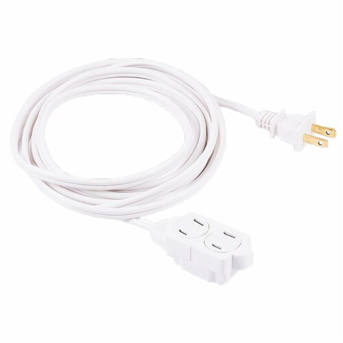 GE 6' 3-Outlet Polarized Indoor Extension Cord White Perspective: back