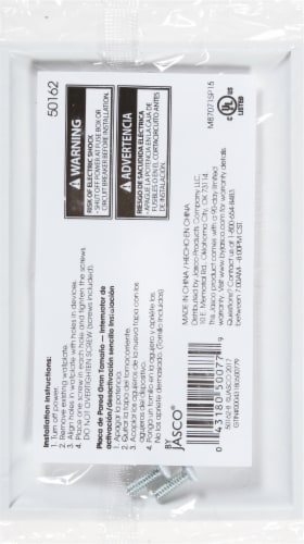 GE Oversized Toggle Switch Wall Plate - White Perspective: back