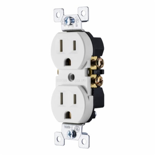 GE Grounding Duplex Receptacle - White Perspective: back