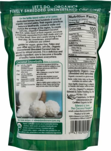 Let's Do Organic Unsweetened Coconut Flakes Perspective: back