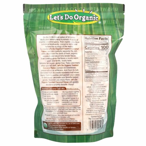 Edward & Sons Let's Do Organic 100% Organic Unsweetened Toasted Coconut Flakes - 7 oz Perspective: back