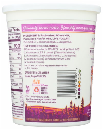 Nancy's Lowfat Plain Yogurt Perspective: back
