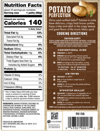 Grown in Idaho® Crispy Hash Brown Patties Perspective: back