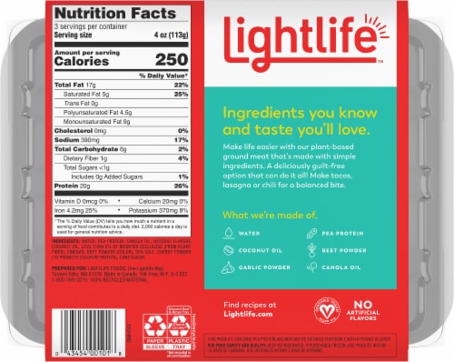 Lightlife Plant Based Ground Beef Perspective: back