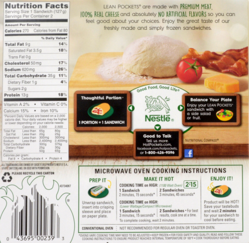 Lean Pockets Roasted Turkey Bacon & Cheese Pretzel Bread Sandwiches 2 Count Perspective: back