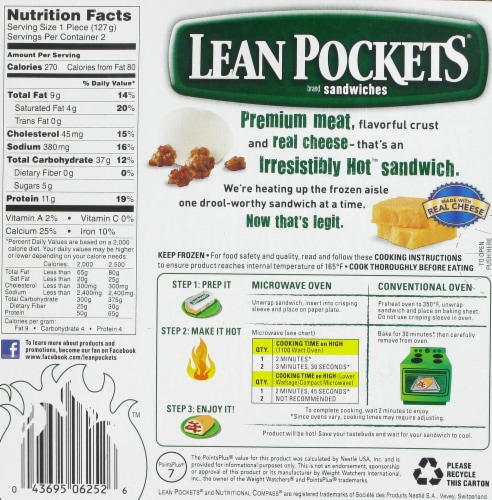 Lean Pockets Frozen Sandwiches Sausage Egg & Cheese 2-Pack Perspective: back