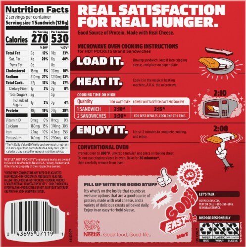 Hot Pockets Frozen Snack Chicken Broccoli & Cheddar Crispy Buttery Crust Frozen Sandwiches Perspective: back