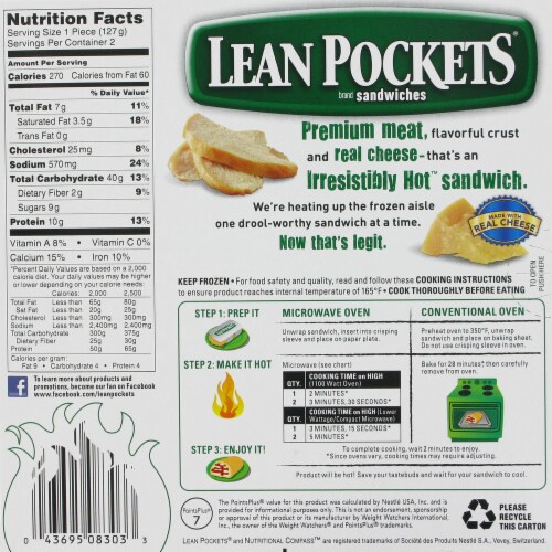 Lean Pockets Chicken Parmesan Stuffed Sandwiches Perspective: back