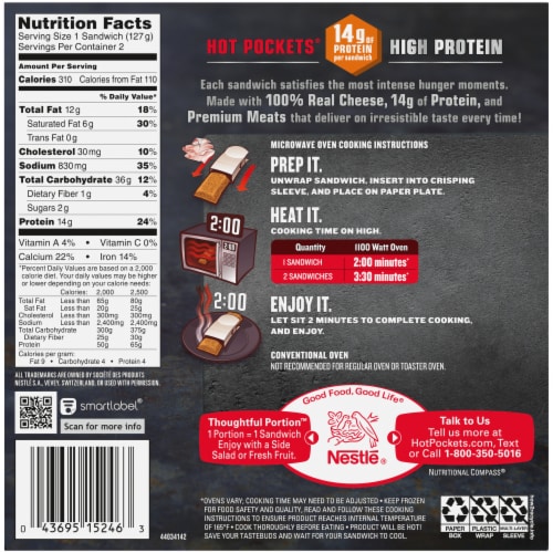 Hot Pockets High Protein Bacon Cheddar Melt Pretzel Bread Crust Frozen Snacks Perspective: back