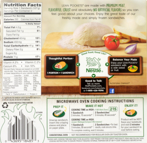 Lean Pockets Frozen Sandwiches BBQ Recipe Chicken Pretzel Bread 2-Pack Perspective: back