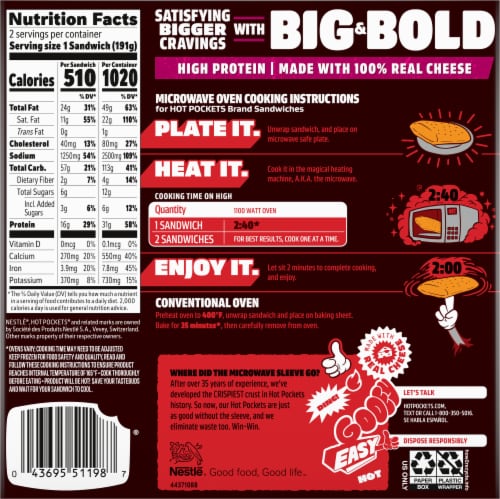 Hot Pockets® Big & Bold Double Pepperoni Pizza Sandwiches Perspective: back