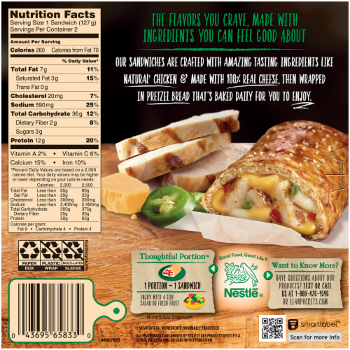 Lean Pockets® Pretzel Bread Chicken Jalapeno & Cheddar Frozen Sandwiches Perspective: back